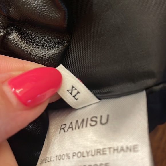 Ramisu FAUX LEATHER shorts paper bag gathered elasticized waist big pockets XL - Picture 13 of 13